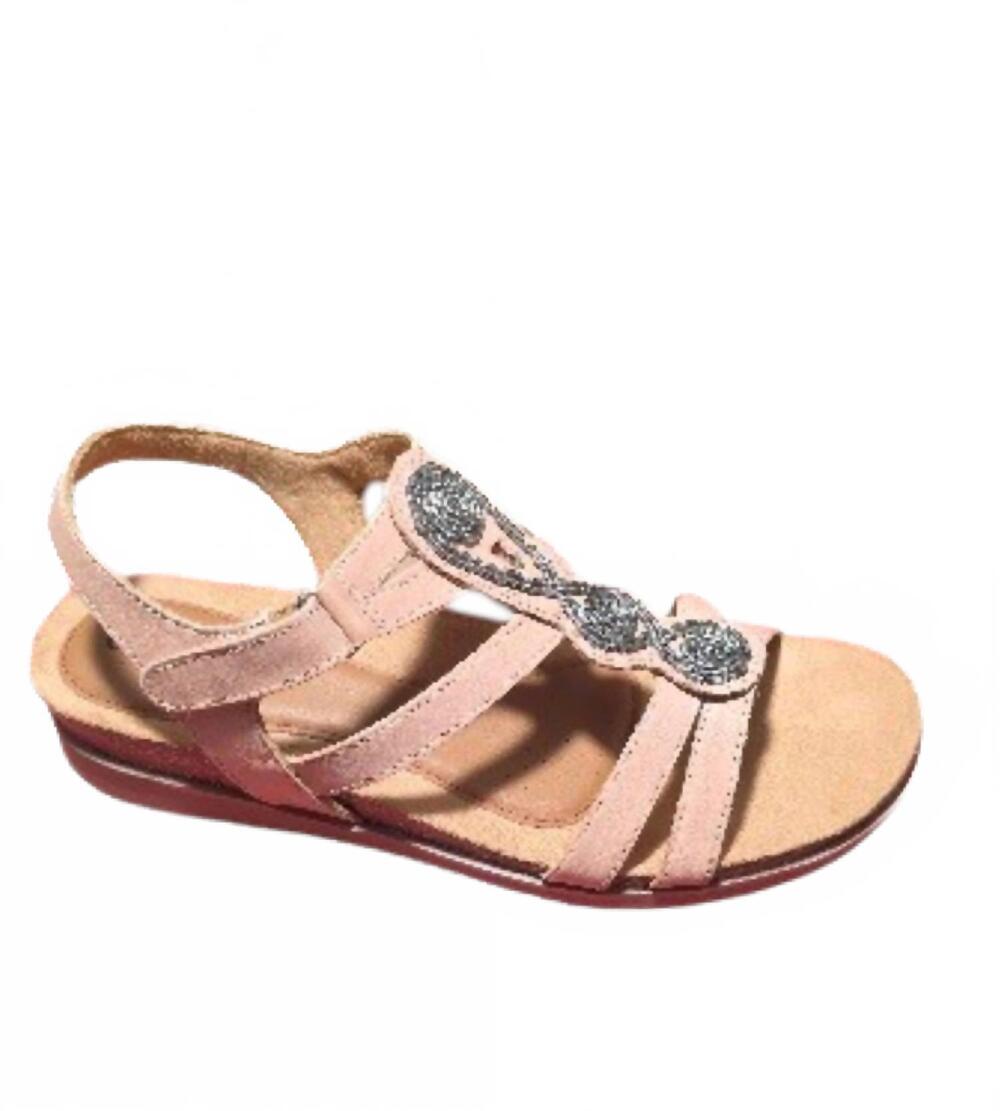 NEW COBB HILL women's may embellished strappy flat sandals in pink